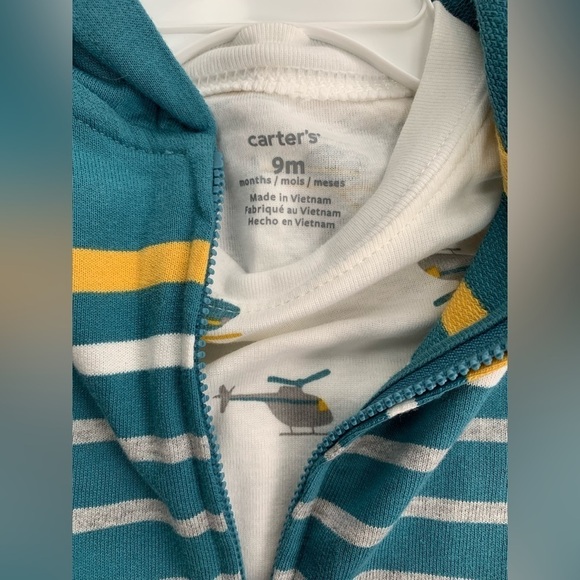 Carter’s 9 Months NWT 3-Piece Helicopter Hooded Vest Set - Picture 3 of 5